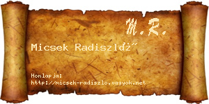 Micsek Radiszló névjegykártya